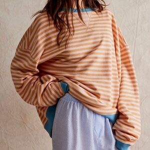 Free People Classic Striped Oversized Crewneck